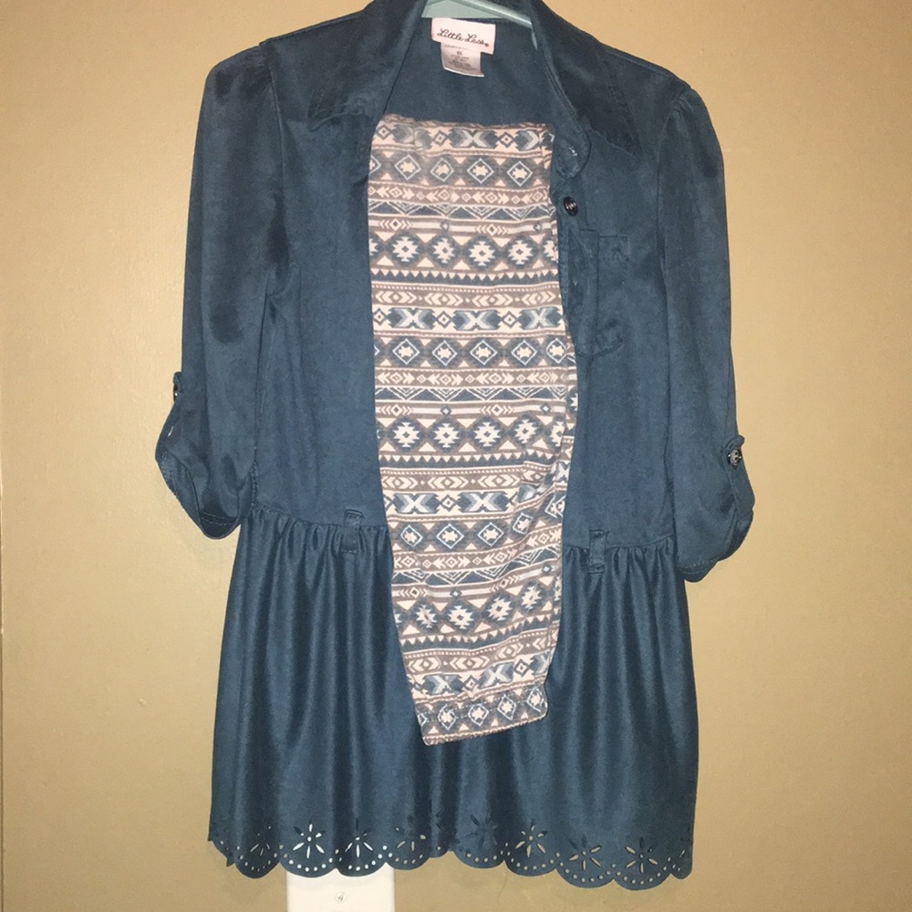 LITTLE GIRL'S Half button up blouse and pants set